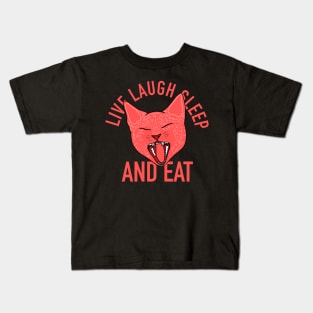 Cute Cat Yawning - Live Laugh Sleep - Aesthetic Tumblr Meow Kitty Kids T-Shirt